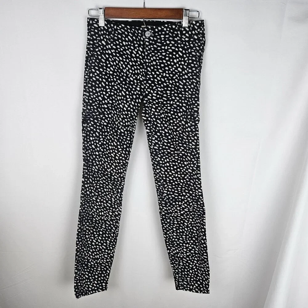 Tory Burch Walker Jeans Pants Size 25 Dotted Pony Print Denim Stretch Ankle‎